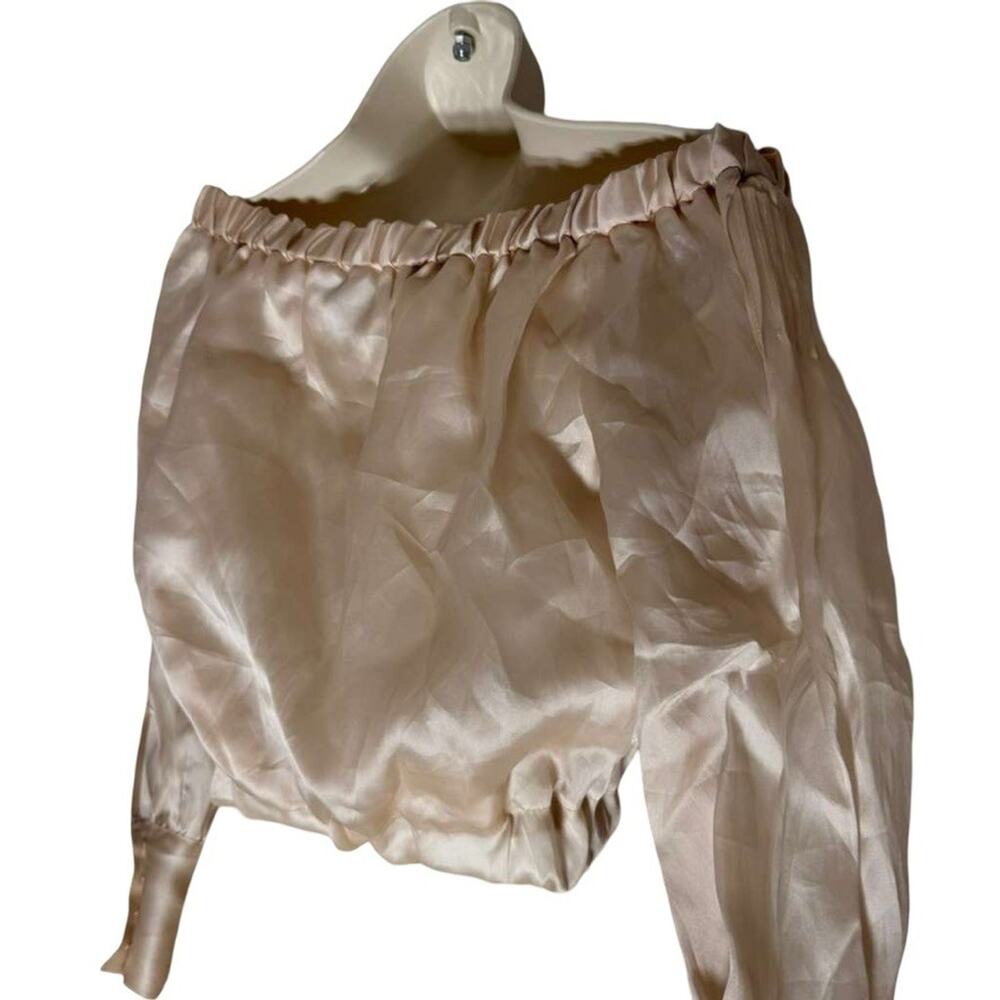 J Crew Collection Womens Pale Pink Off The Shoulder Crop Top Silk Lined sz 4 - Picture 9 of 16
